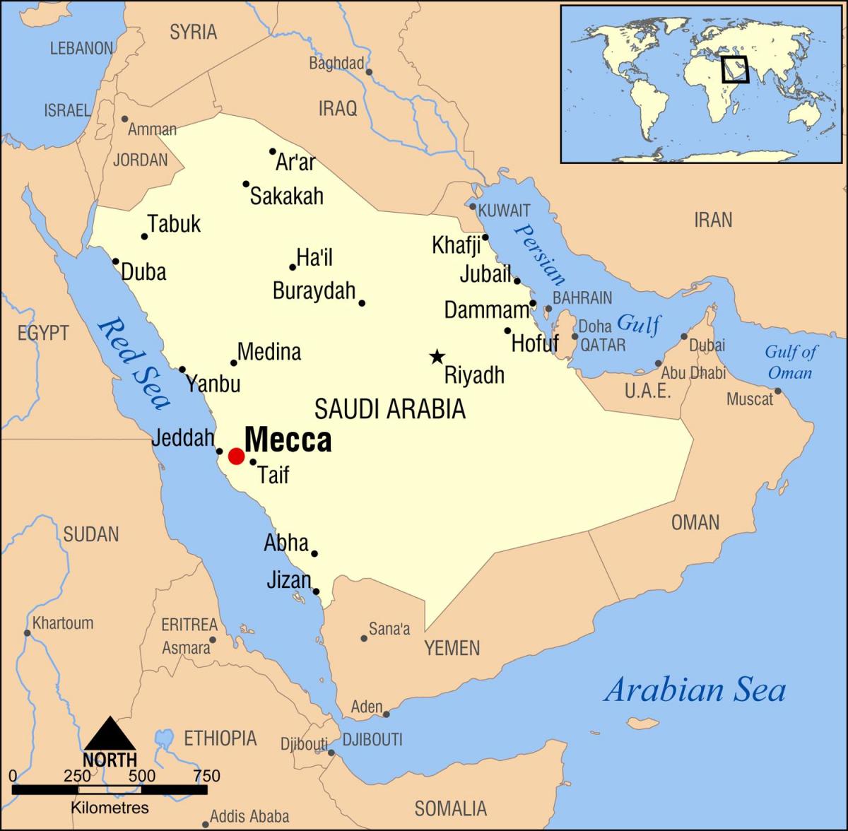 mapa de hijra camino a la Meca