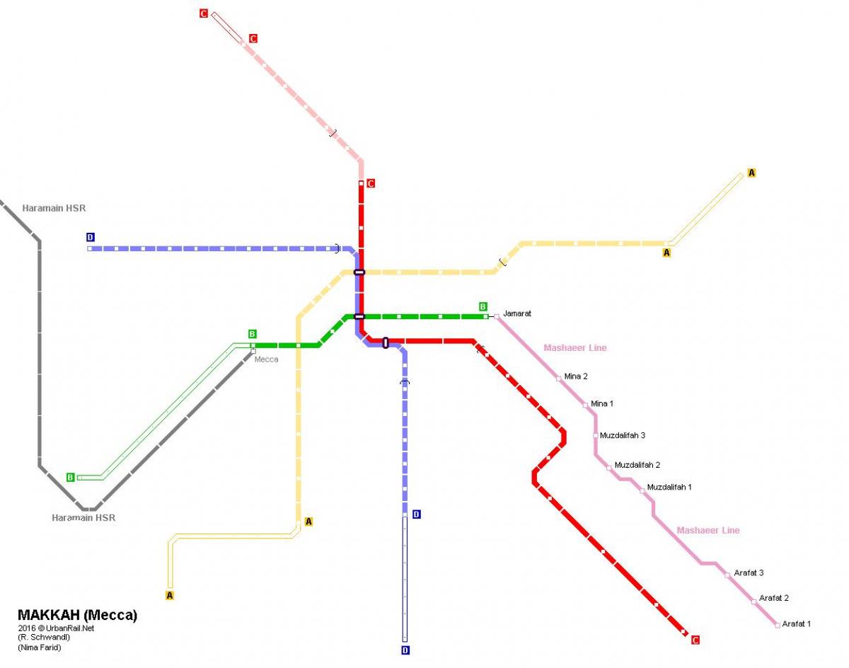 mapa de la Meca del metro 