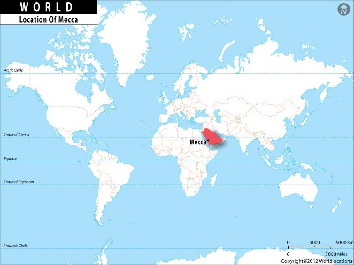 La meca en el mapa del mundo