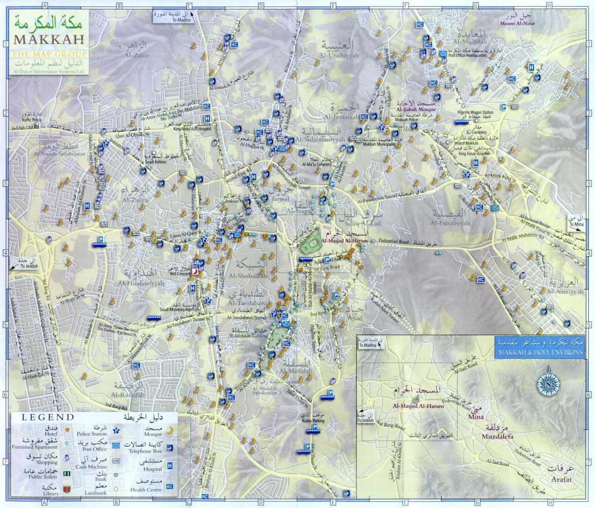  mapa de la Meca ziyarat lugares